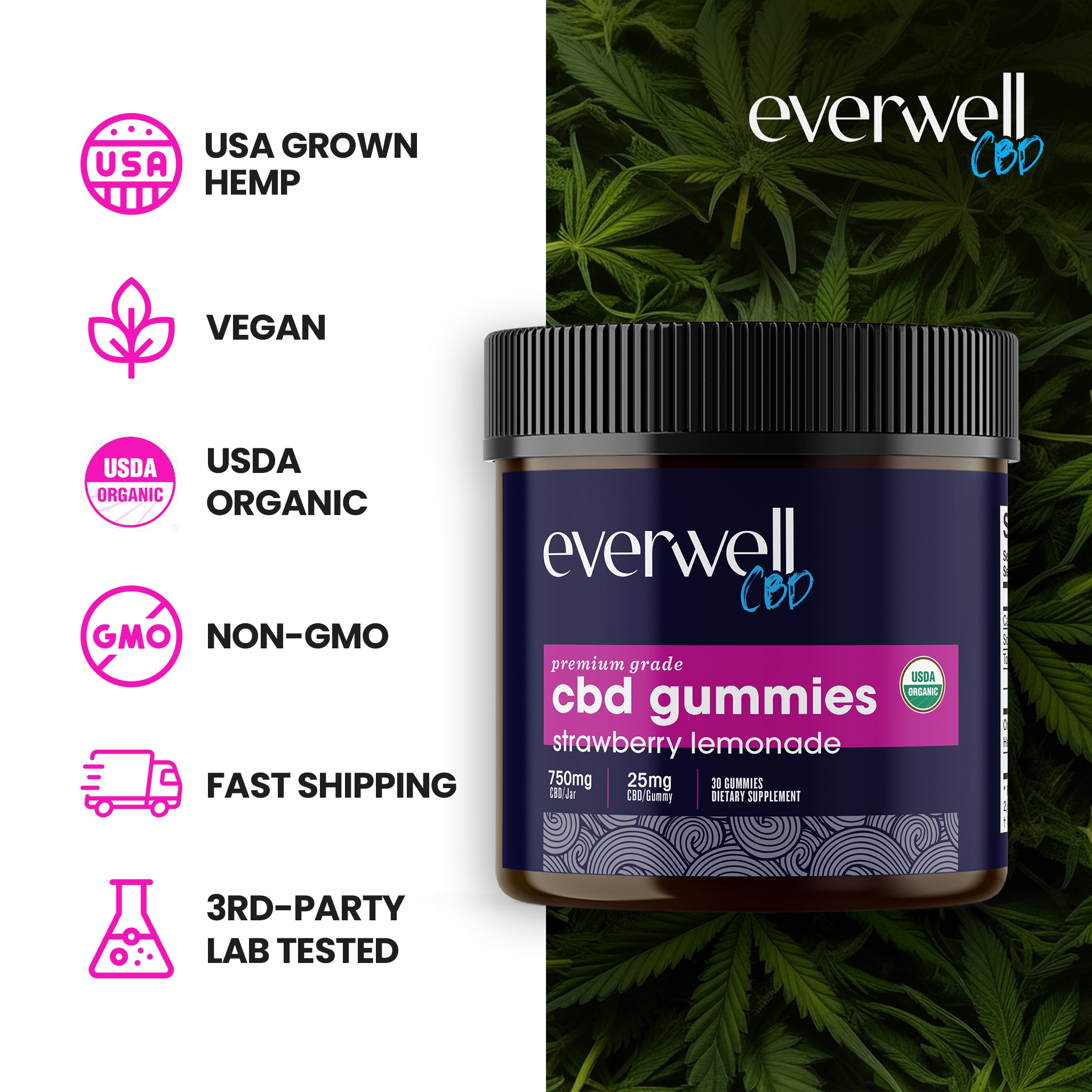 Broad Spectrum Organic CBD Gummies - NO THC