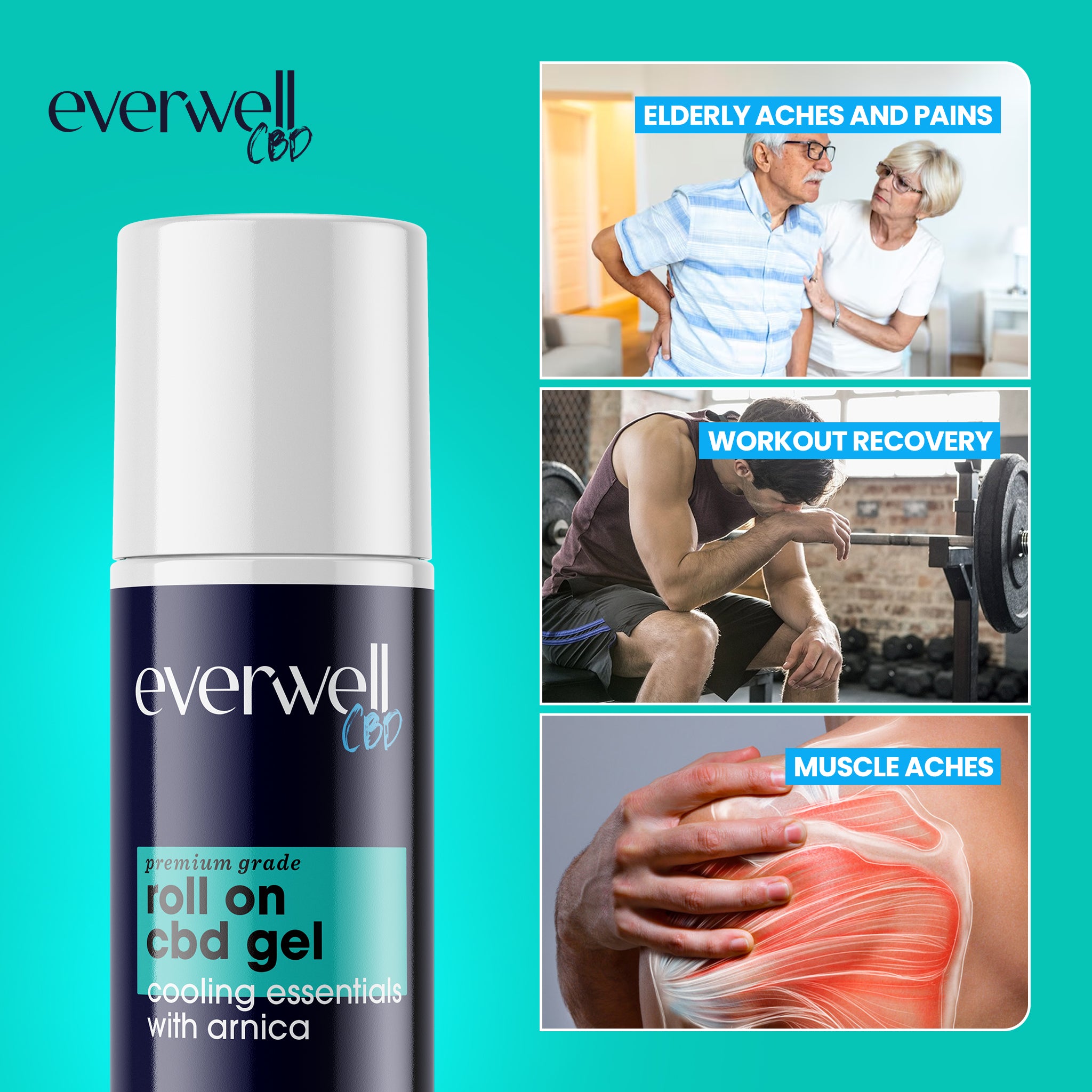 CBD Roll-On Muscle Gel with Arnica - NO THC