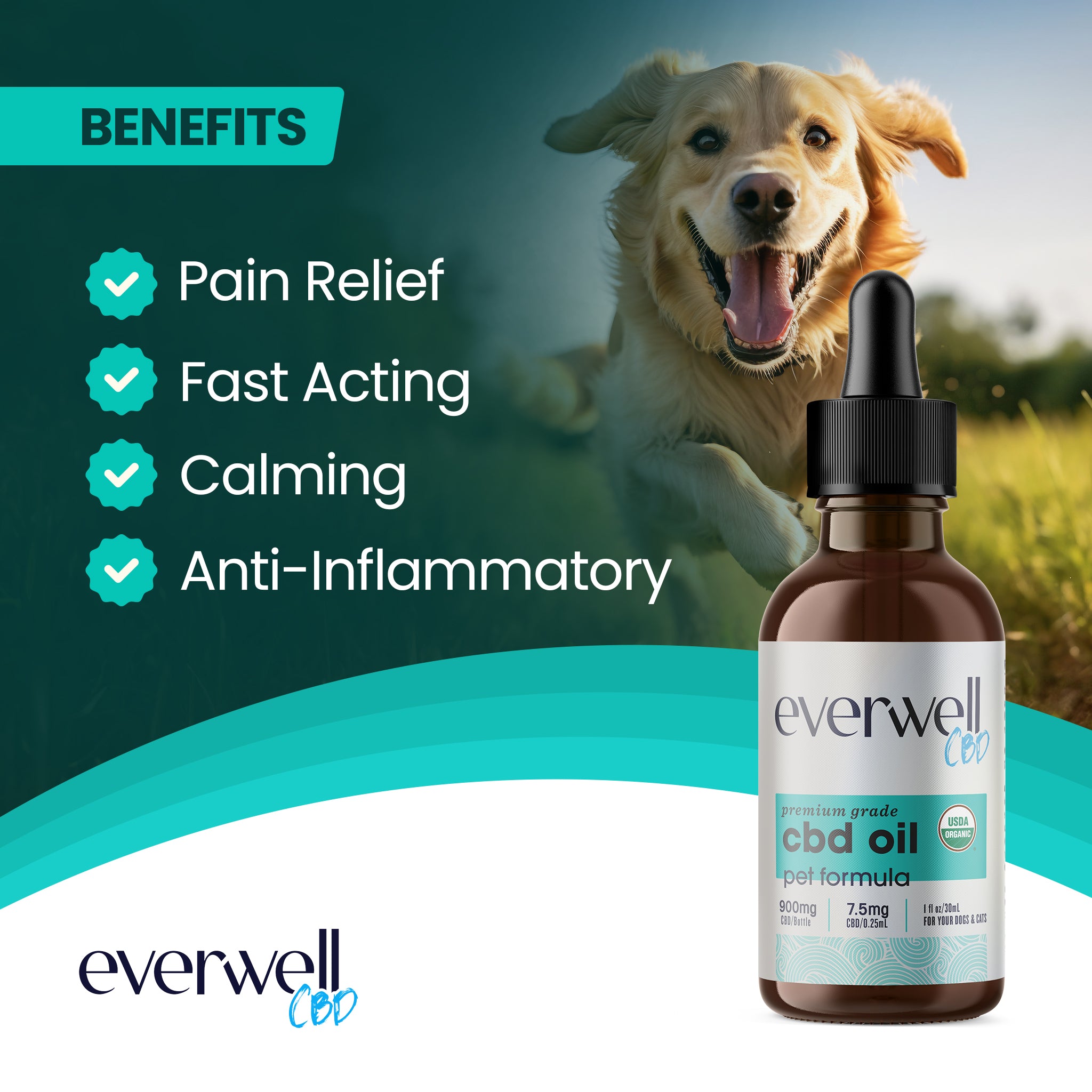 Broad Spectrum Organic CBD Oil for Pets - NO THC