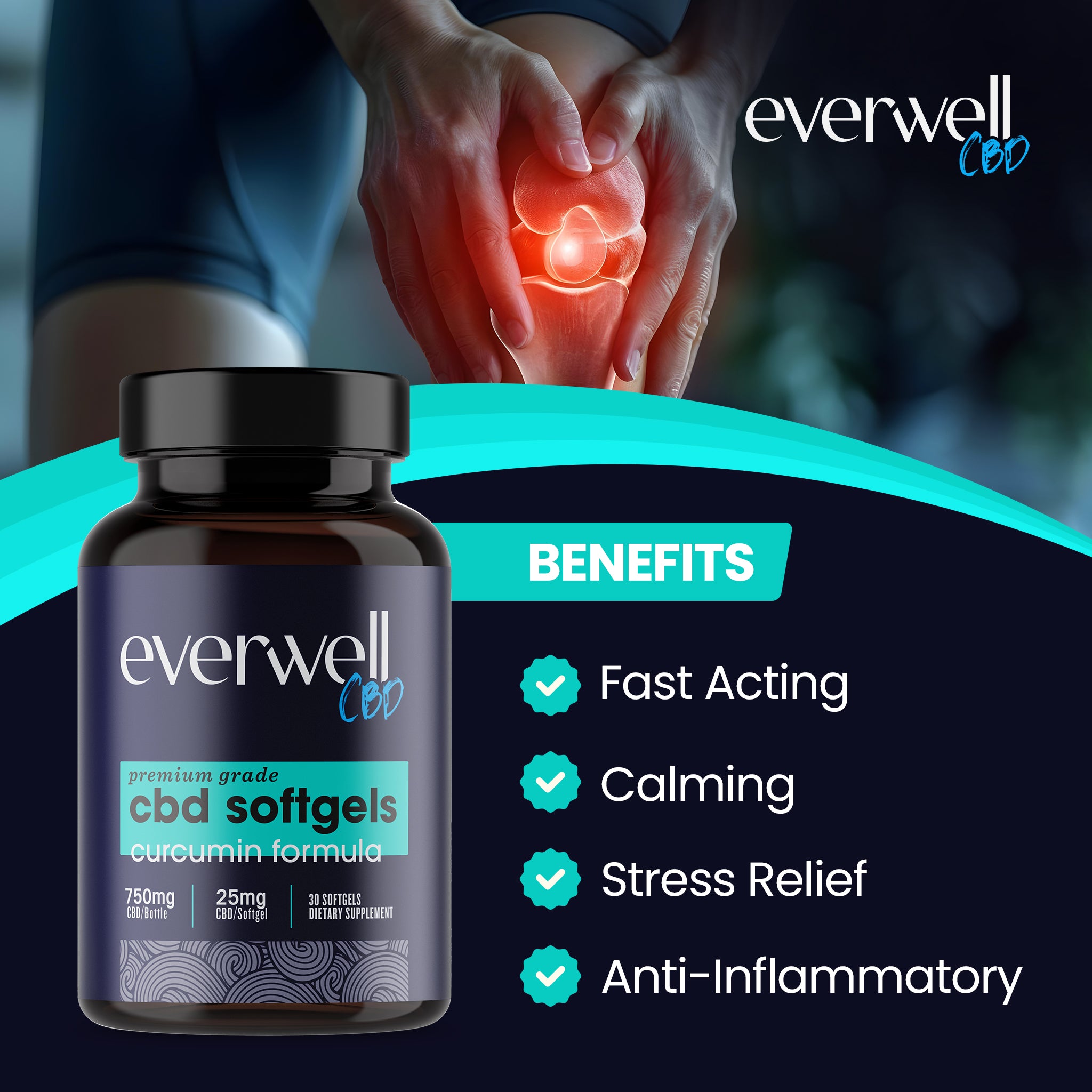 Broad Spectrum CBD Softgels with Curcumin - NO THC