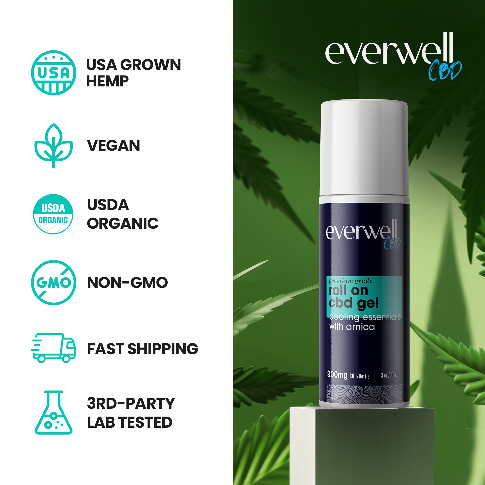 CBD Roll-On Muscle Gel with Arnica - NO THC