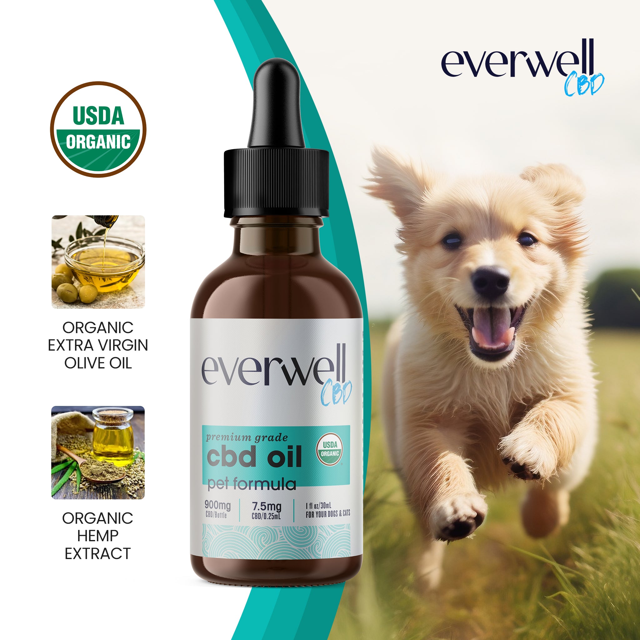 Broad Spectrum Organic CBD Oil for Pets - NO THC